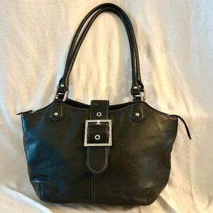 Tignanello Black Leather Satchel Bag